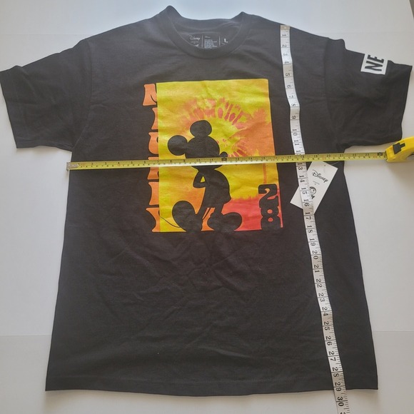 Mickey Mouse Disney Neff Mens Graphic T-Shirt Black Palm Sunset Cotton L Yellow - Picture 7 of 10